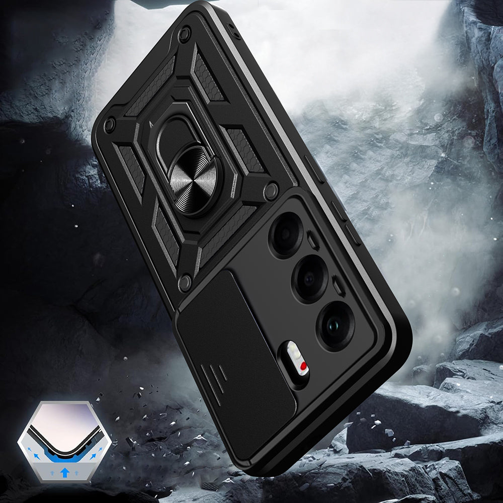 Tecno Camon 40 Pro 4G Kılıf Magnetik Standlı Kamera Korumalı Zore Sürgülü Vega Kapak