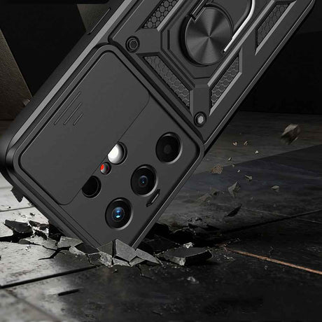 Tecno Camon 50 Kılıf Magnetik Standlı Kamera Korumalı Zore Sürgülü Vega Kapak