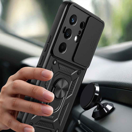 Tecno Camon 50 Kılıf Magnetik Standlı Kamera Korumalı Zore Sürgülü Vega Kapak