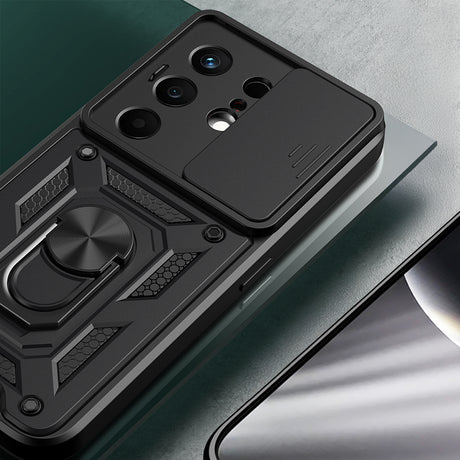 Tecno Camon 50 Kılıf Magnetik Standlı Kamera Korumalı Zore Sürgülü Vega Kapak