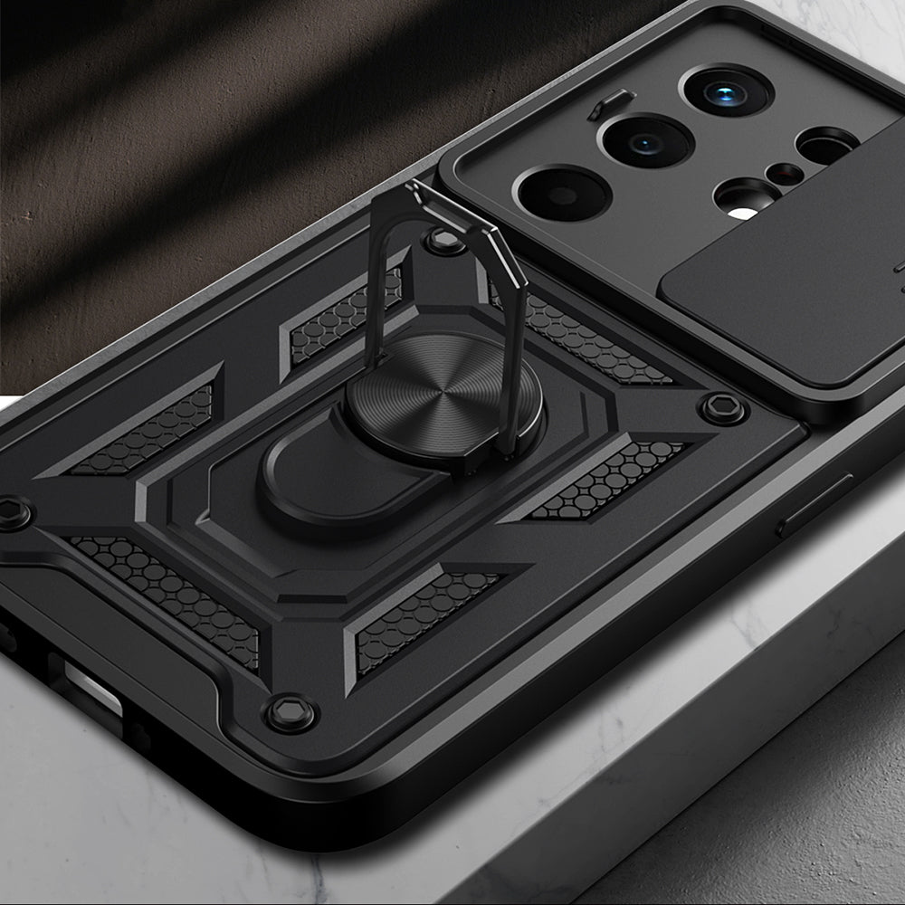 Tecno Camon 50 Kılıf Magnetik Standlı Kamera Korumalı Zore Sürgülü Vega Kapak