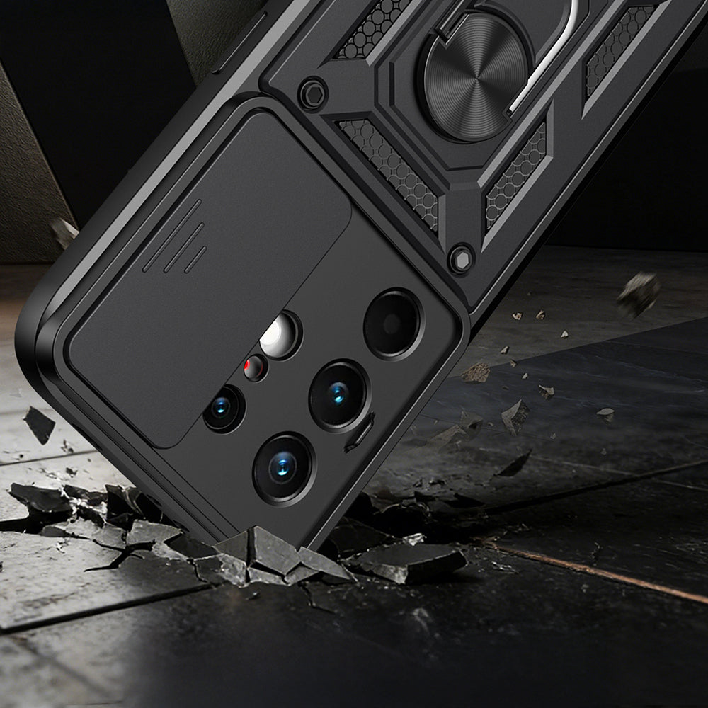 Tecno Camon 50 Pro Kılıf Magnetik Standlı Kamera Korumalı Zore Sürgülü Vega Kapak