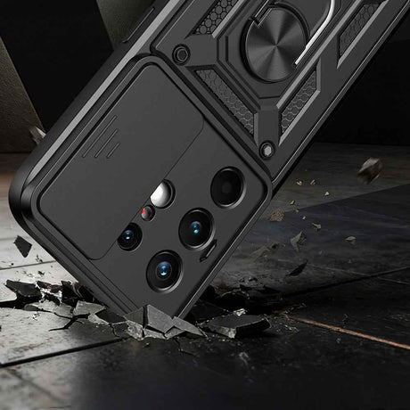 Tecno Camon 50 Pro Kılıf Magnetik Standlı Kamera Korumalı Zore Sürgülü Vega Kapak