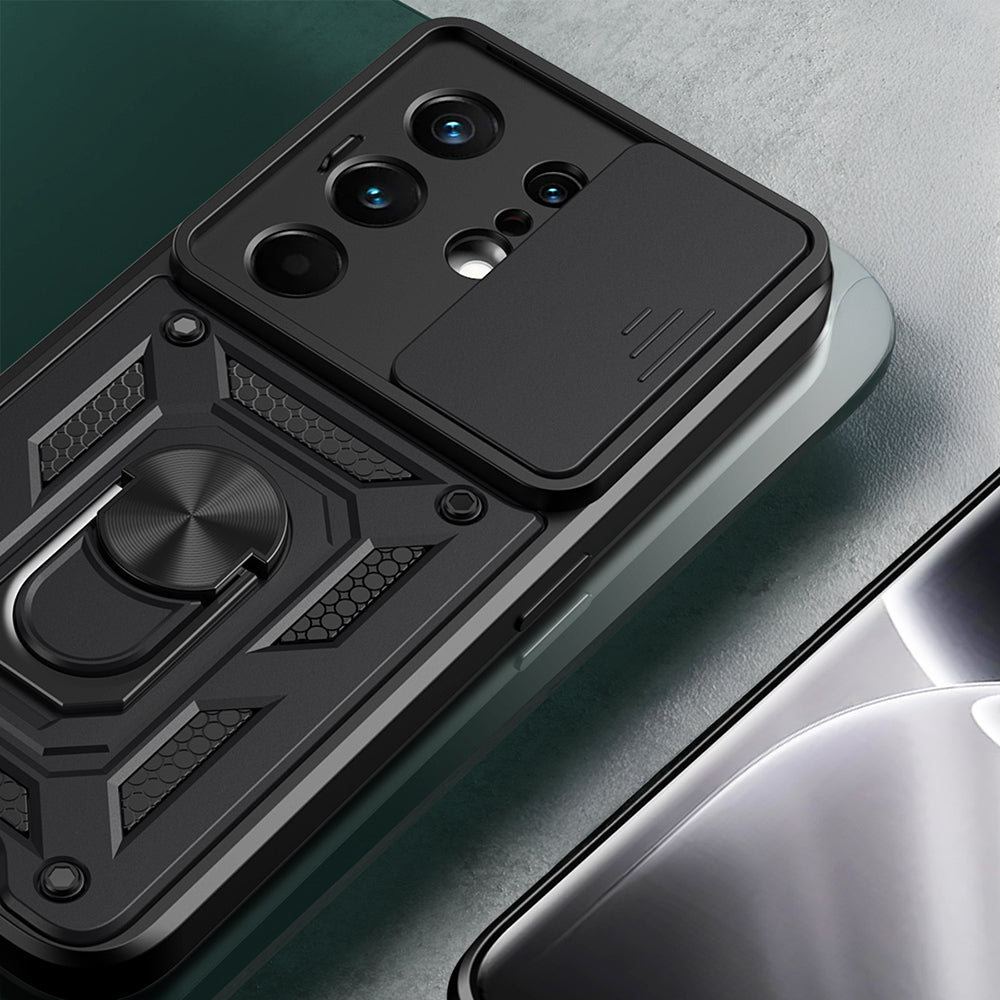 Tecno Camon 50 Pro Kılıf Magnetik Standlı Kamera Korumalı Zore Sürgülü Vega Kapak
