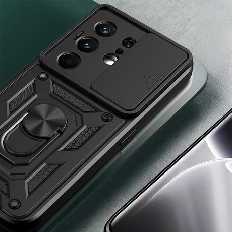 Tecno Camon 50 Pro Kılıf Magnetik Standlı Kamera Korumalı Zore Sürgülü Vega Kapak