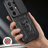 Tecno Camon 50 Pro Kılıf Magnetik Standlı Kamera Korumalı Zore Sürgülü Vega Kapak