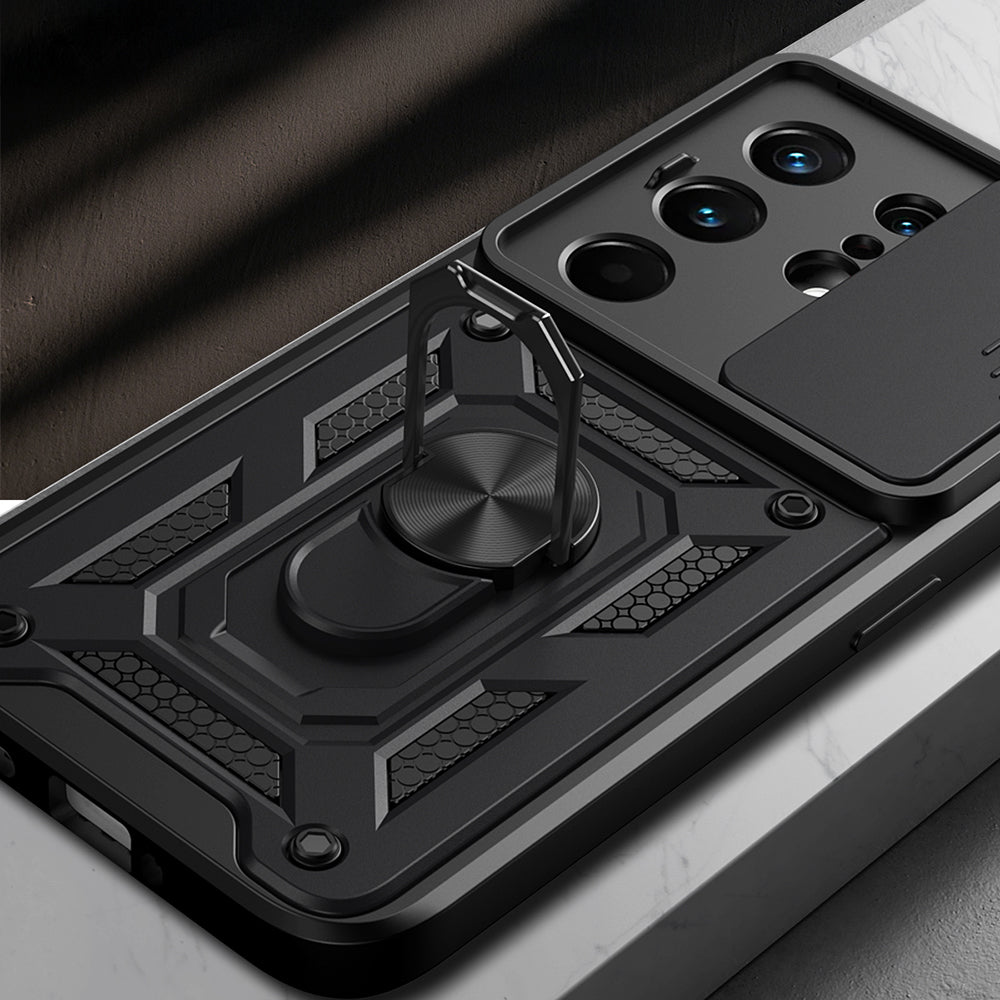 Tecno Camon 50 Pro Kılıf Magnetik Standlı Kamera Korumalı Zore Sürgülü Vega Kapak