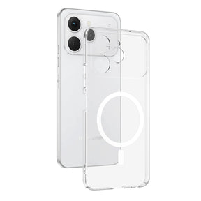 Tecno Spark 40 4G Kamera Korumalı M-Safe Şarj Özellikli Şeffaf Zore London Sert PC Kapak