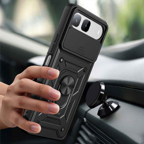 Tecno Spark 40 5G Kılıf Magnetik Standlı Kamera Korumalı Zore Sürgülü Vega Kapak