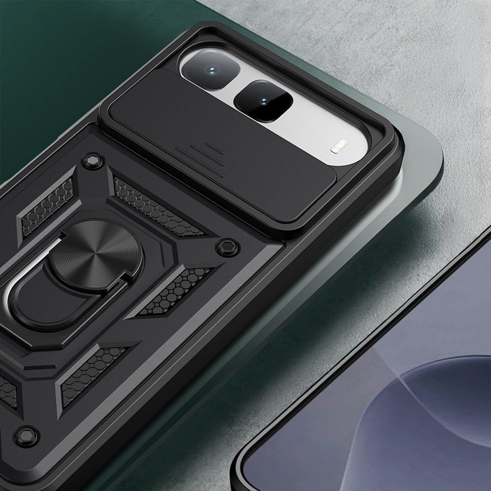 Tecno Spark 40 5G Kılıf Magnetik Standlı Kamera Korumalı Zore Sürgülü Vega Kapak