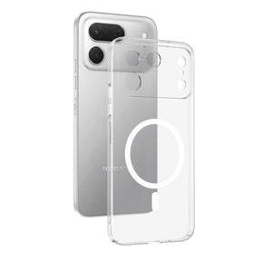 Tecno Spark 50 Pro Kamera Korumalı M-Safe Şarj Özellikli Şeffaf Zore London Sert PC Kapak