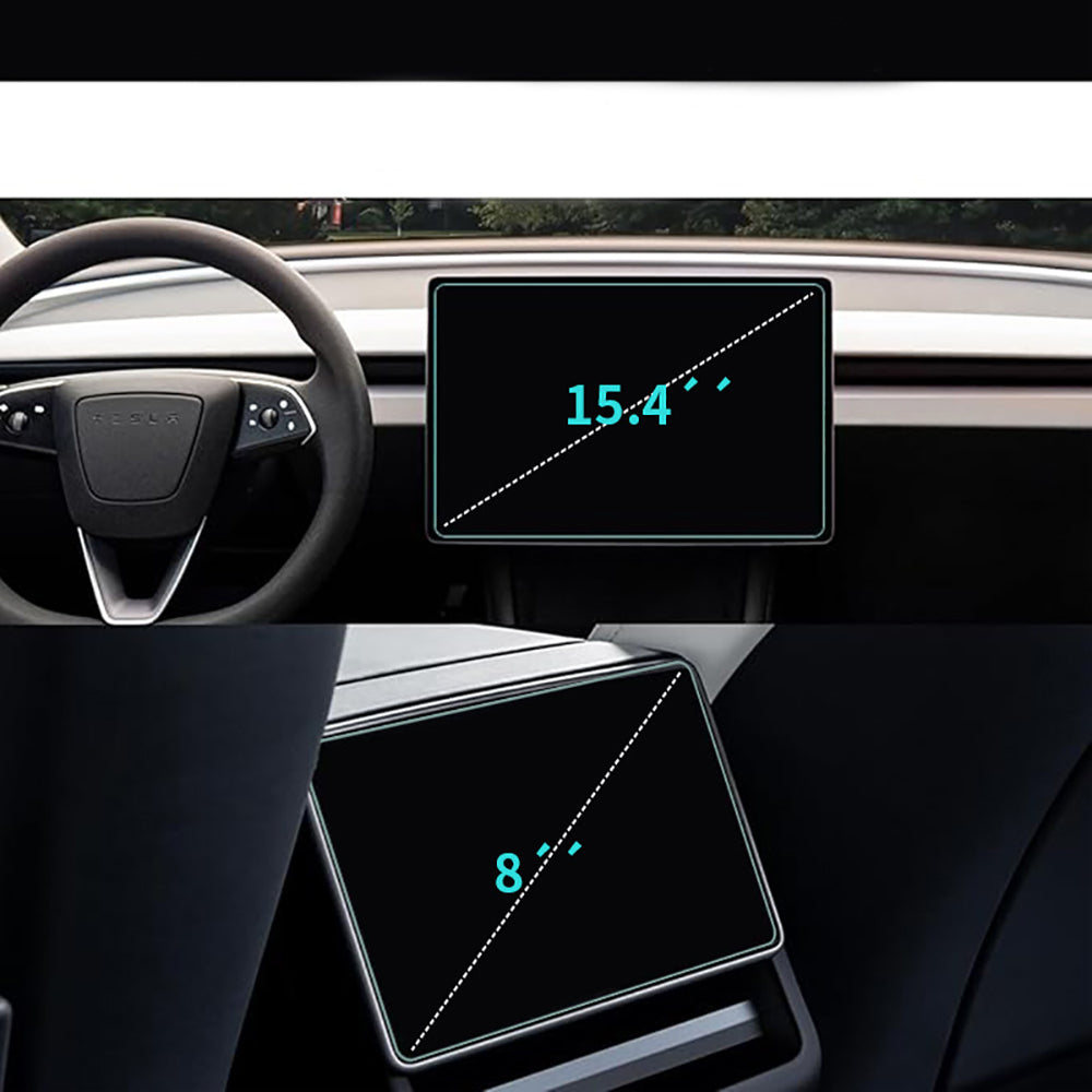 Tesla Yeni Model Y 2in1 Araç Multimedya Ekran Koruyucu Uygulama Aparatlı Zore Premium Mat Temperli Cam Ekran Koruyucu