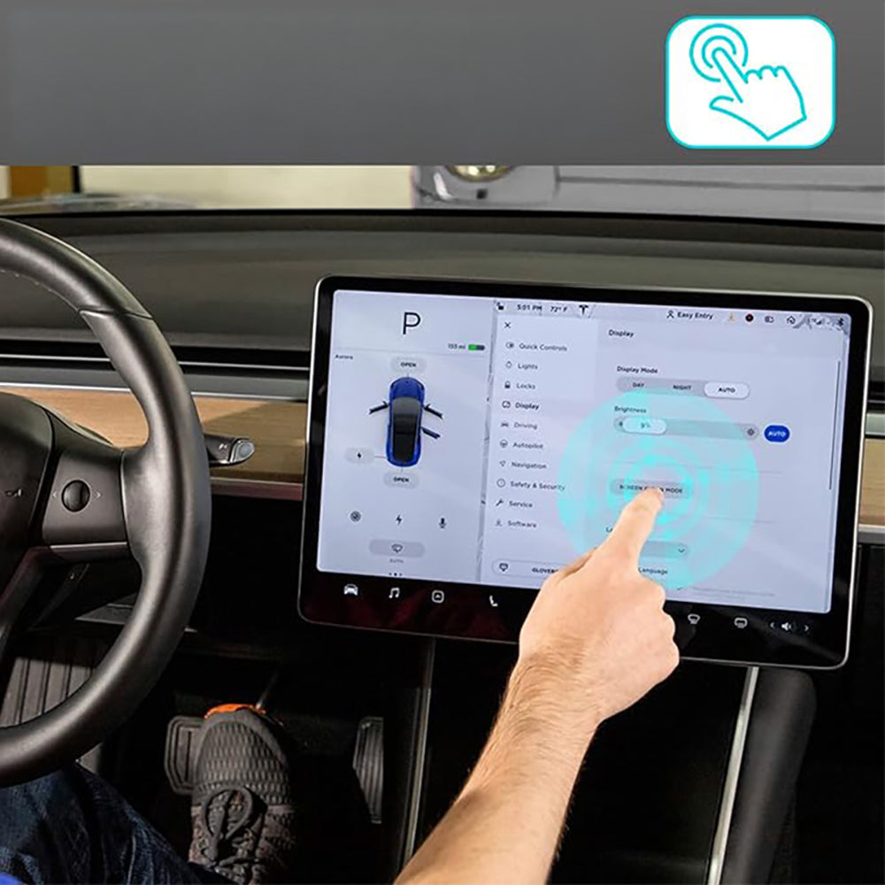 Tesla Yeni Model Y 2in1 Araç Multimedya Ekran Koruyucu Uygulama Aparatlı Zore Premium Temperli Cam Ekran Koruyucu
