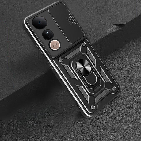 Vivo V50 Lite 4G Kılıf Magnetik Standlı Kamera Korumalı Zore Sürgülü Vega Kapak