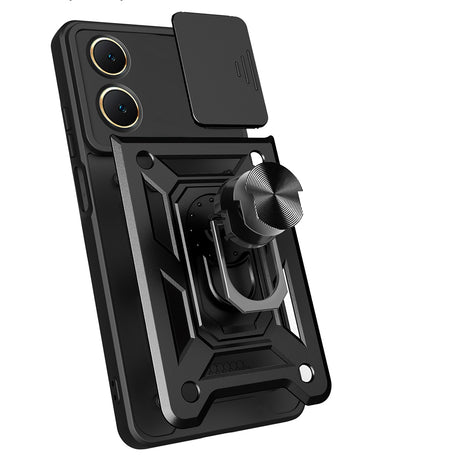 Vivo Y18 Kılıf Magnetik Standlı Kamera Korumalı Zore Sürgülü Vega Kapak