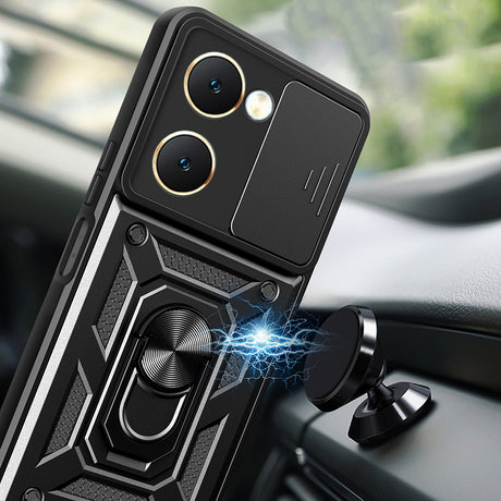 Vivo Y18 Kılıf Magnetik Standlı Kamera Korumalı Zore Sürgülü Vega Kapak