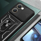 Vivo Y18 Kılıf Magnetik Standlı Kamera Korumalı Zore Sürgülü Vega Kapak