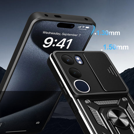 Vivo Y19S Kılıf Magnetik Standlı Kamera Korumalı Zore Sürgülü Vega Kapak