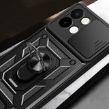 Vivo Y28 Kılıf Magnetik Standlı Kamera Korumalı Zore Sürgülü Vega Kapak