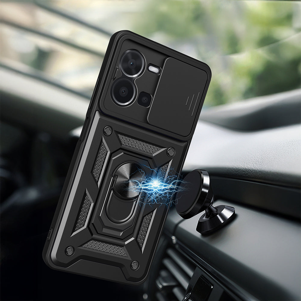 Vivo Y35 Kılıf Magnetik Standlı Kamera Korumalı Zore Sürgülü Vega Kapak
