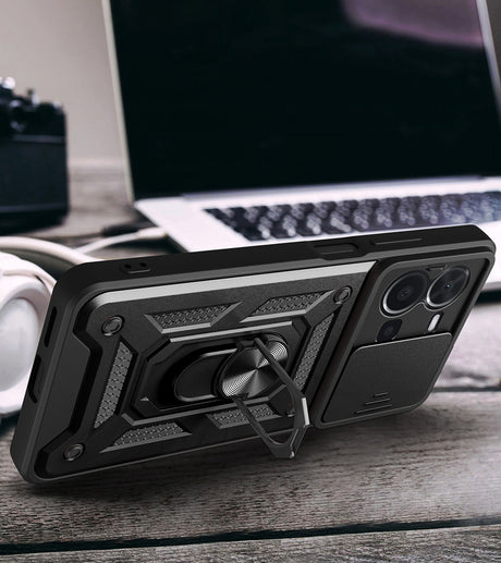 Vivo Y35 Kılıf Magnetik Standlı Kamera Korumalı Zore Sürgülü Vega Kapak
