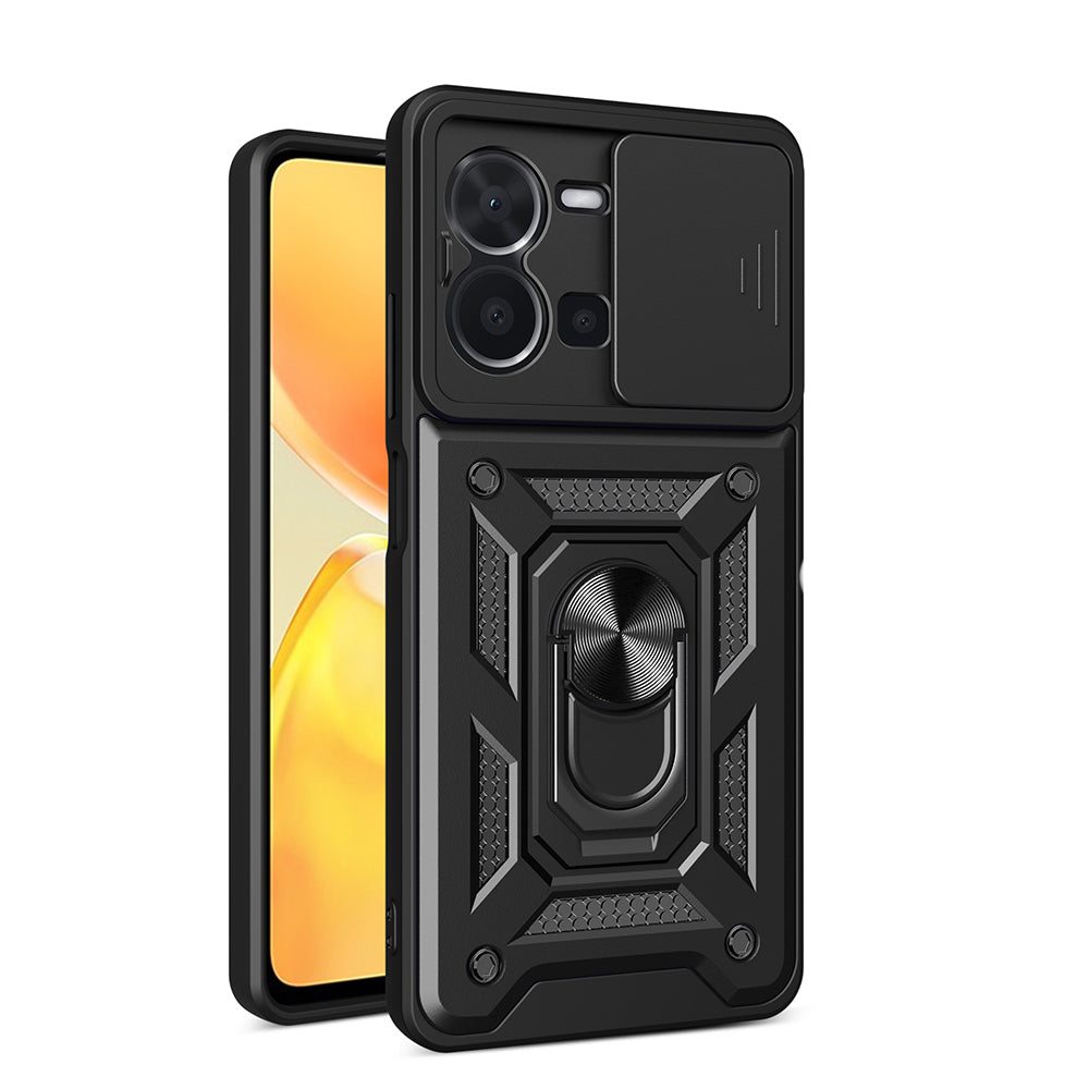 Vivo Y35 Kılıf Magnetik Standlı Kamera Korumalı Zore Sürgülü Vega Kapak