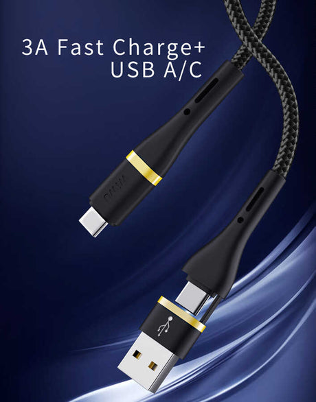 Wiwu ED-106 2 in 1 USB A- Type-C to Type-C Elite Data Kablo