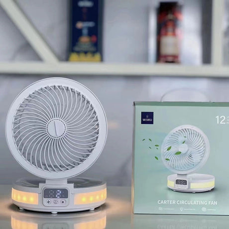 ​Wiwu FS05 Katlanabilir Şarjlı Dijital LED Ekranlı Gece Lambalı Masaüstü Fan