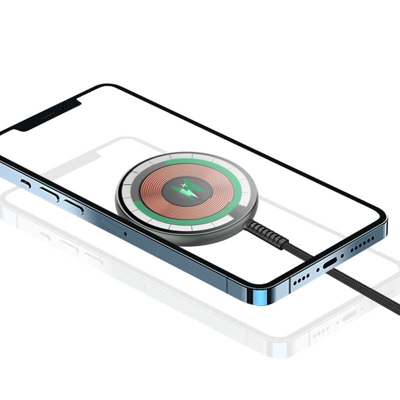 Wiwu M14 Intelligent Wireless Magnetik Şarj Ultra İnce Şeffaf 15W Android iOS Destekli