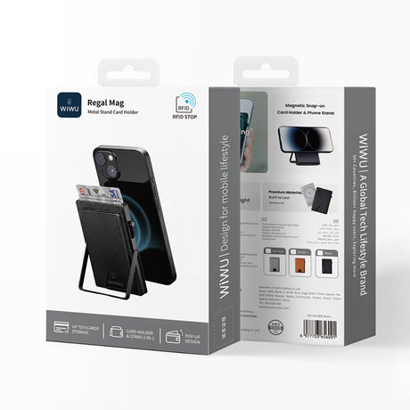 Wiwu MW-006 Tasarımlı 6 Hazneli PU Magnetik Standlı Kartlık