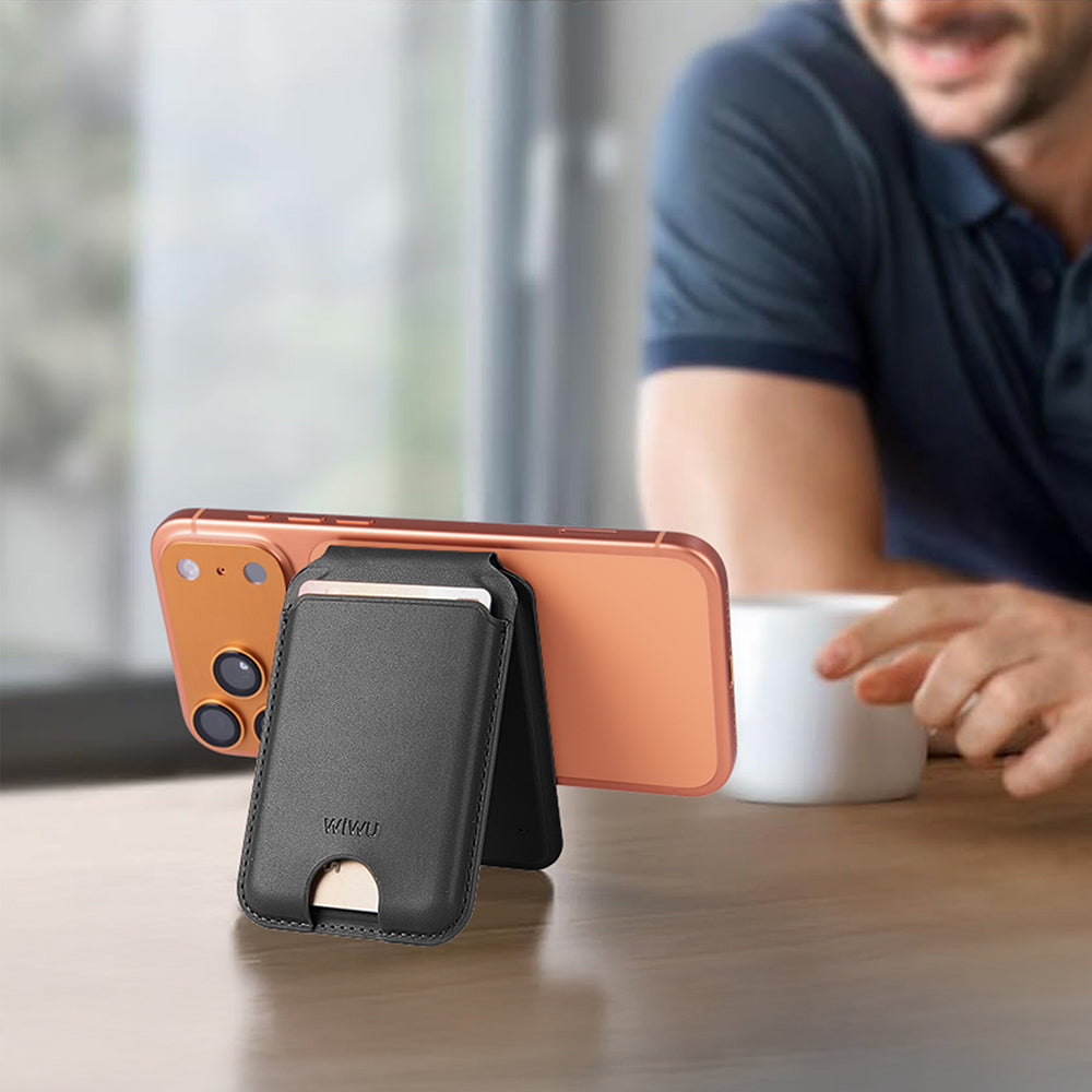 Wiwu MW-007P Magnetik Standlı Kartlık Kablosuz Şarj Uyumlu FindMy ve Find Hub Özellikli Mag Wallet