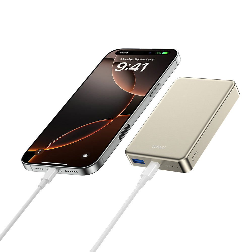 Wiwu P15-1 LED Işık Göstergeli Ultra İnce PD 20W Kablosuz Powerbank 10000mAh 15W