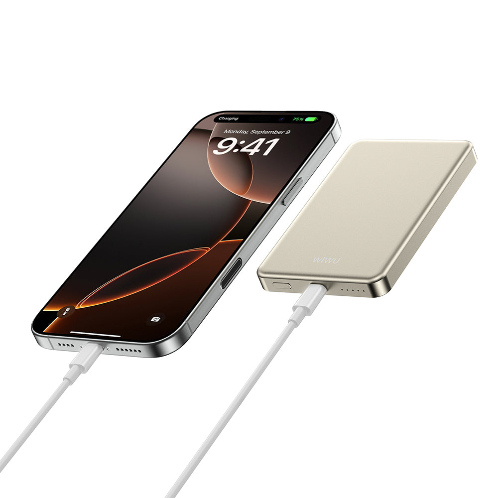 Wiwu P15 LED Işık Göstergeli Ultra İnce PD 20W Kablosuz Powerbank 5000mAh 15W