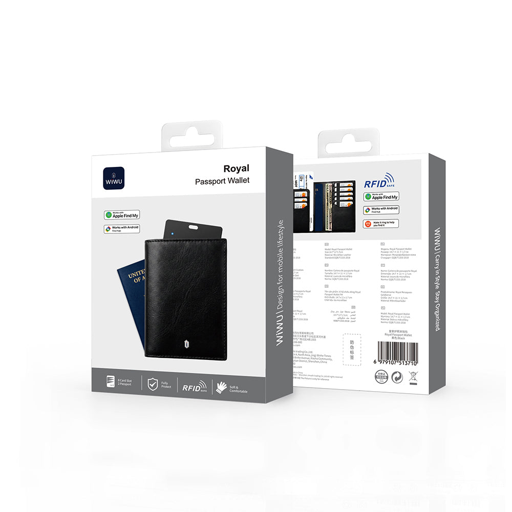 Wiwu Royal Passport Wallet Android ve iOS Cihazlar için RFID Özellikli PU Deri Cüzdan