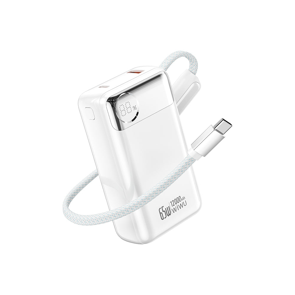 Wiwu T132 Power Plus Serisi Type-C Kablolu PD Powerbank 65W 12000mAh