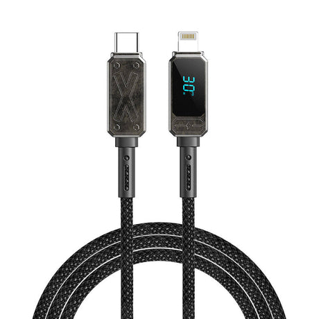 Wiwu Wi-C038 Titan Serisi Lightning to Type-C PD 30W LED Dijital Göstergeli Şarj ve Data Kablosu 1.2M