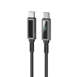 Wiwu Wi-C079 Warriors Serisi Aramid Fiber Dijital LED Göstergeli Type-C to Type-C PD Data ve Şarj Kablosu 100W 1.2M