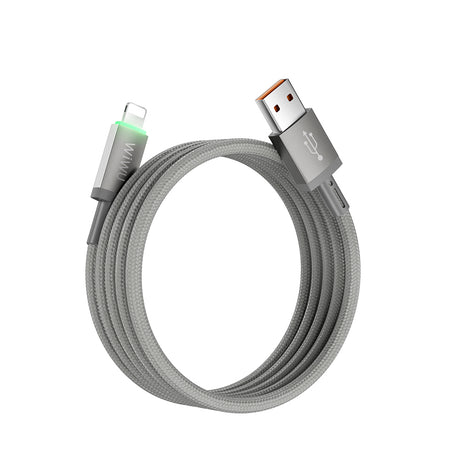 Wiwu Wi-C081 Maglink Serisi Işıklı Magnetik USB-A to Lightning Işıklı Hızlı Şarj Özellikli Data ve Şarj Kablosu 1M