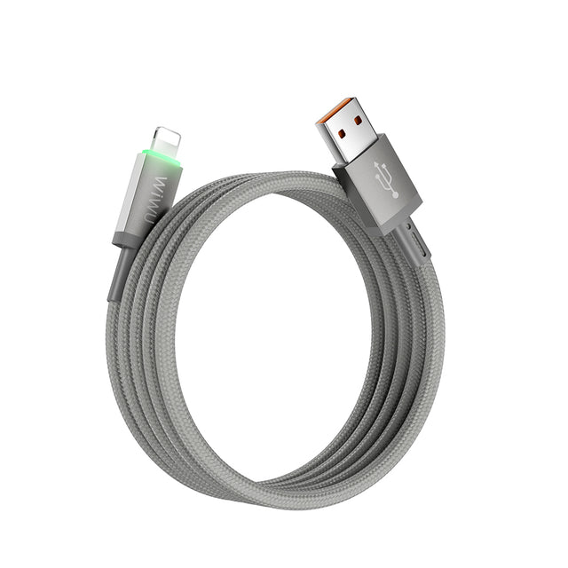 Wiwu Wi-C081 Maglink Serisi Işıklı Magnetik USB-A to Lightning Işıklı Hızlı Şarj Özellikli Data ve Şarj Kablosu 1M