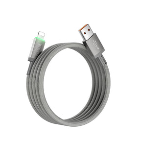 Wiwu Wi-C081 Maglink Serisi Işıklı Magnetik USB-A to Lightning Işıklı Hızlı Şarj Özellikli Data ve Şarj Kablosu 1M