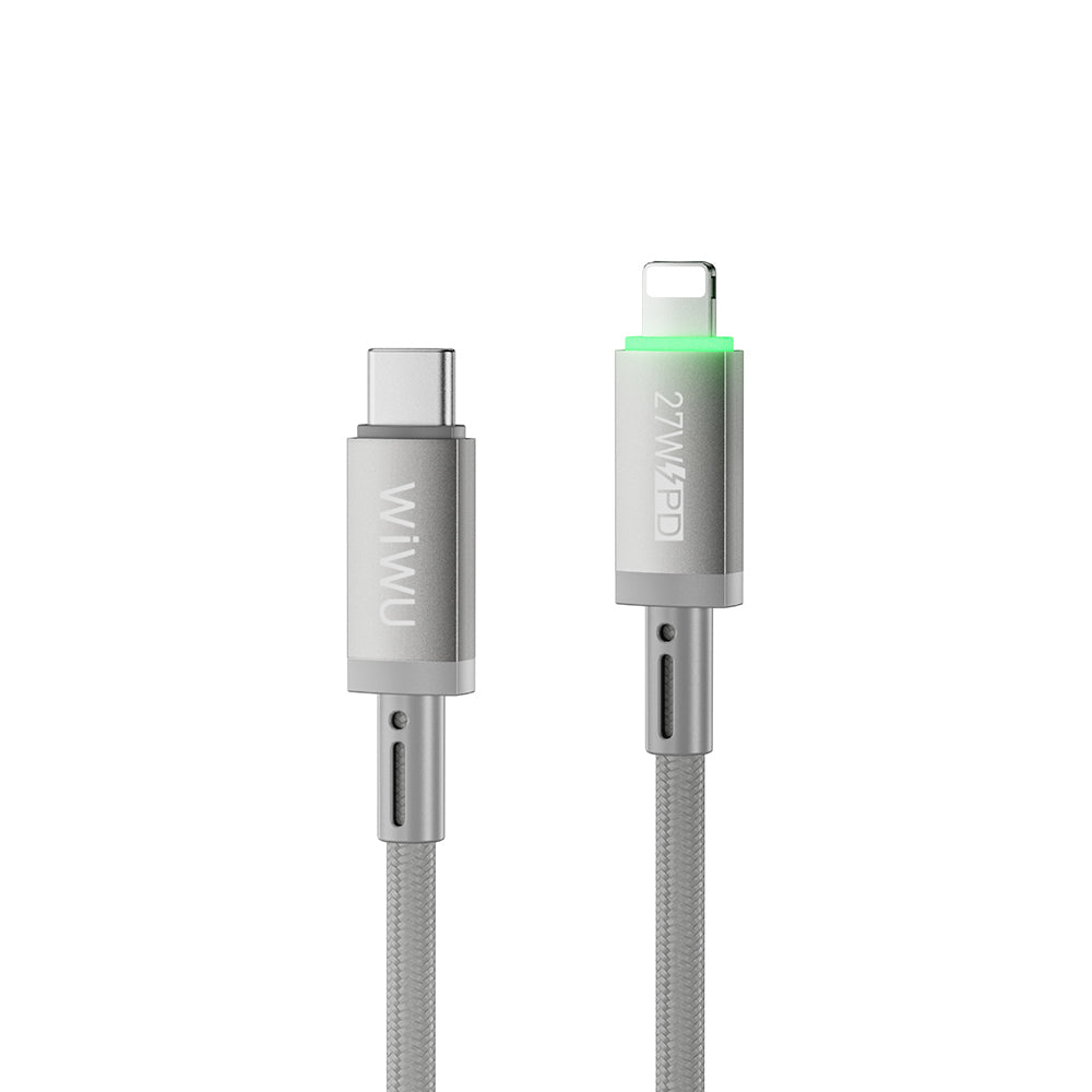 Wiwu Wi-C083 Maglink Serisi Işıklı Magnetik Type-C to Lightning PD Hızlı Şarj Özellikli Data ve Şarj Kablosu 27W 1M
