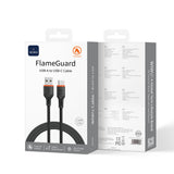 Wiwu Wi-C096 Flame Guard Serisi USB-A to Type-C Hızlı Şarj Özellikli Data ve Şarj Kablosu 1.2M