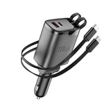 Wiwu Wi-CC034 Type-C + USB-A Hızlı Şarj Özellikli GaN Teknolojili Dahili Kablolu Araç Şarj Aleti 11W