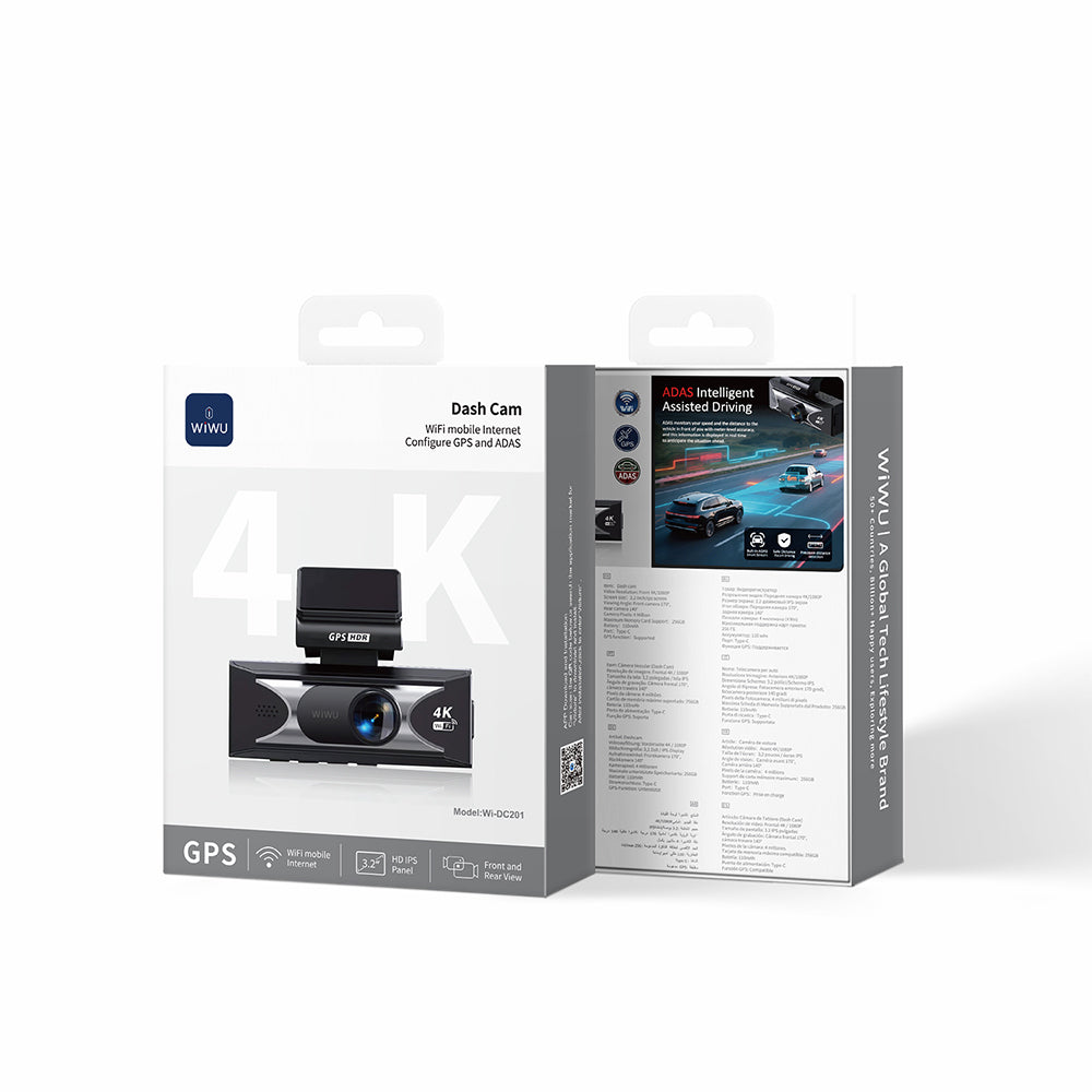 Wiwu Wi-DC201 4K Ultra HD Wifi Destekli Akıllı Ön ve Arka Araç Kamerası