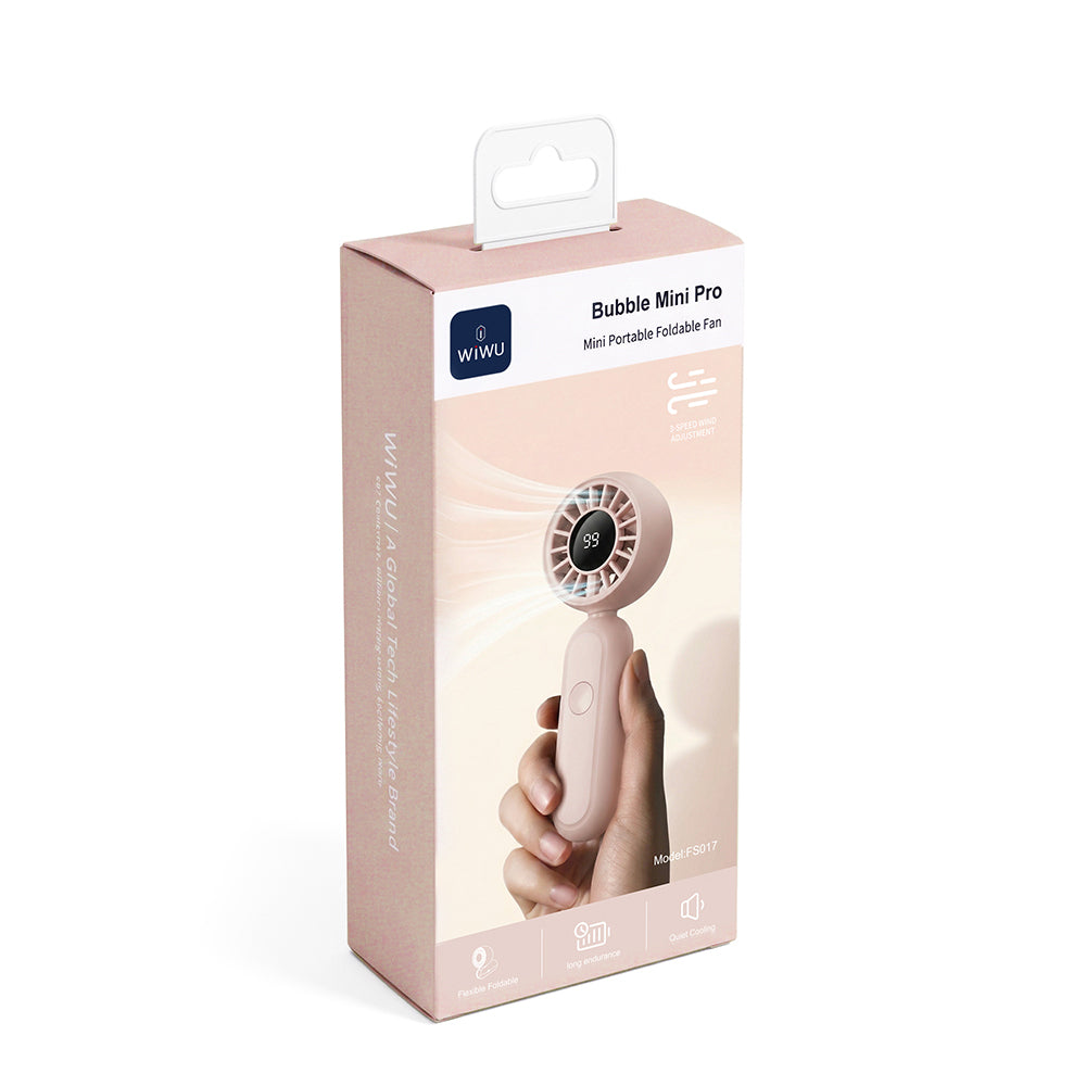 Wiwu Wi-FS017 Bubble Mini Pro Serisi 3 Kademeli Dijital LED Göstergeli Katlanabilir Portatif Soğutucu El Fanı