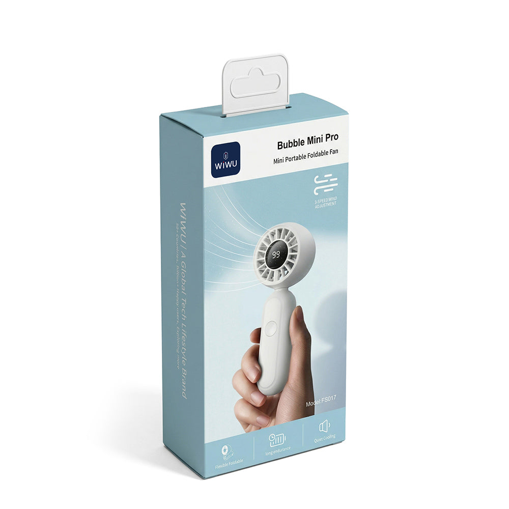 Wiwu Wi-FS017 Bubble Mini Pro Serisi 3 Kademeli Dijital LED Göstergeli Katlanabilir Portatif Soğutucu El Fanı