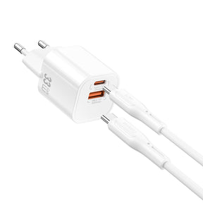 Wiwu Wi-G018 Cube Serisi Type-C to Type-C GaN Tech PD Hızlı Şarj Özellikli Kablolu Şarj Seti 33W
