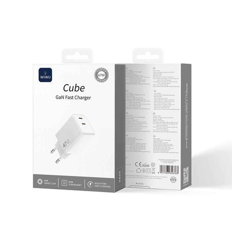 Wiwu Wi-G025 Cube Serisi Dual Type-C PD GaN Teknolojili Hızlı Şarj Başlığı 45W