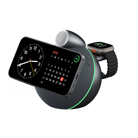 Wiwu Wi-G042 Qi2 Şarj Teknolojili Bluetooth Speaker Hoparlör Özellikli 25W Kablosuz Şarj Standı