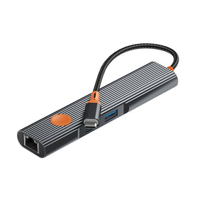 Wiwu Wi-HB005 Travel Serisi 5in1 HDMI (4K@60Hz) Girişli + RJ45 + 100W PD Type-C Hub Bağlantı İstasyonu